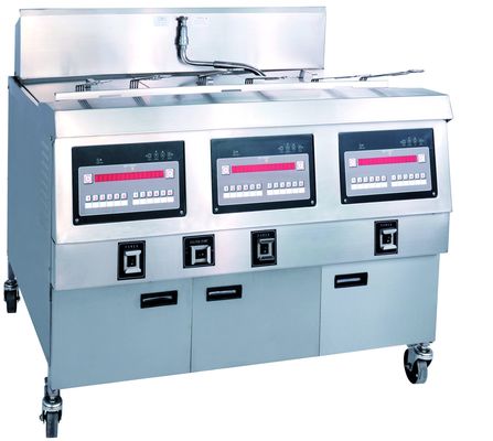 Drei Töpfe, sechs Körbe, elektrische digitale Computerplatte, offener Tiefbrater mit Ölfiltration.