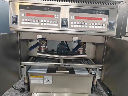 Automatischer Aufzug Elektrische Doppelkrüge 28KW Chips Offener Fritter mit Ölfiltersystem