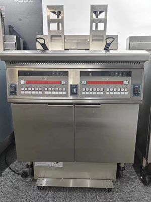 Automatischer Aufzug Elektrische Doppelkrüge 28KW Chips Offener Fritter mit Ölfiltersystem
