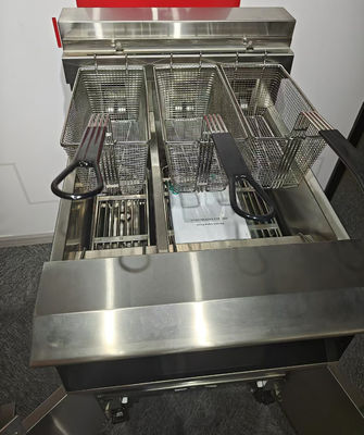 Elektrische zwei Töpfe 3 Körbe 21,5L+11,6L mit Ölfilter-System Chips offene Frittierer