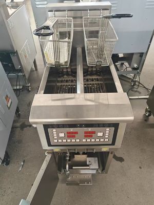 Zwei Töpfe Zwei Körbe 7.5L*2 Kleine Kapazität 14kw Öl sparen Elektrische offene Fritter mit Ölfiltration