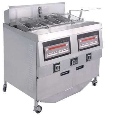 Digitale Computerplatte Zwei Töpfe Vier Körbe Automatische Tieffriture GAS Offene Tieffriture