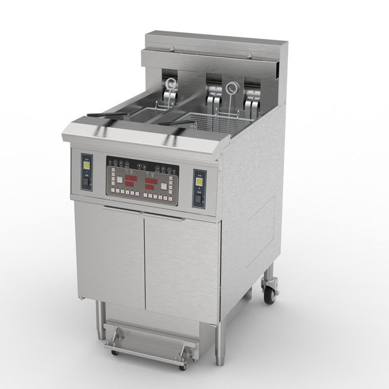 Elektrische zwei Töpfe 3 Körbe 21,5L+11,6L mit Ölfilter-System Chips offene Frittierer