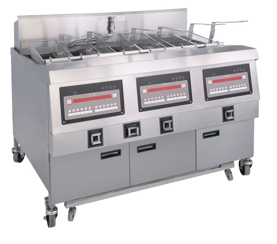 Drei Töpfe, sechs Körbe, elektrische digitale Computerplatte, offener Tiefbrater mit Ölfiltration.