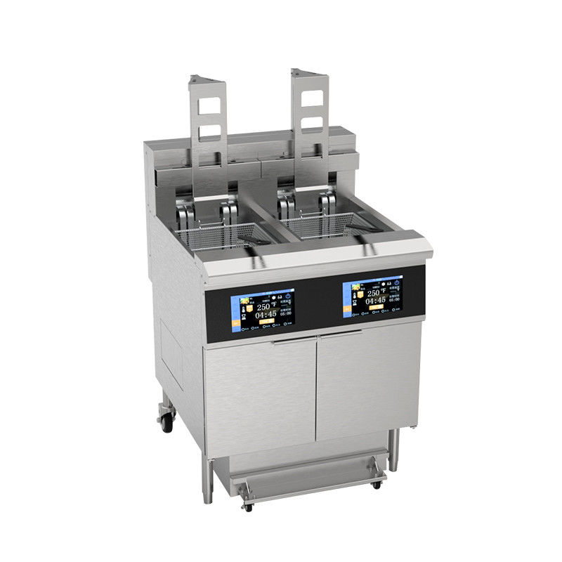 Berührungsschirm Smart Panel Auto Lift Filtration Zwei Töpfe Vier Körbe 304SUS Elektro Gas Offene Chips Fritter