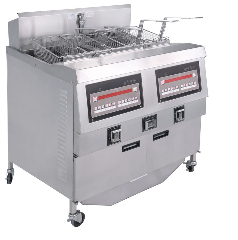 Digitale Computerplatte Zwei Töpfe Vier Körbe Automatische Tieffriture GAS Offene Tieffriture